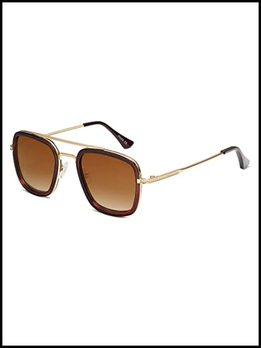 Polarized Retro Aviator Square Goggle Sunglasses Metal Frame UV400